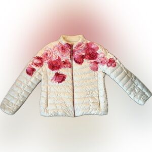 Moncler Women's Puffer Jacket - Cream and Pink Floral